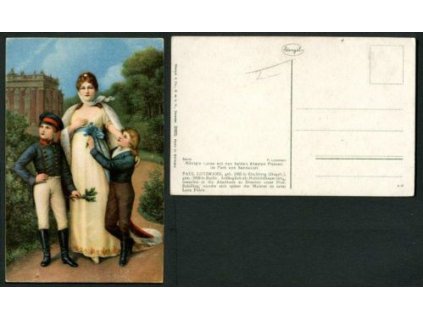 Lotzmann, Paul: Königin Luise mit den beiden ältesten Prinzen im Park von Sanssouci. Stengel Nr. 29975