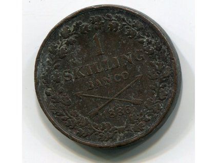 ŠVÉDSKO. 1 skilling 1836.
