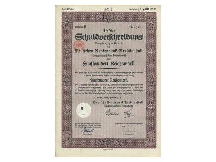 NĚMECKO. Deutsche Rentenbank-Kreditanstalt. Berlin 1934.