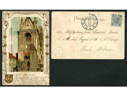 WIEN. Kirche Maria am Gestade.  1902. Plastická pohlednice.