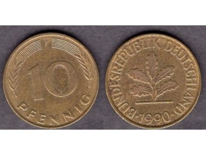 NĚMECKO. 10 pfennig 1990/F.