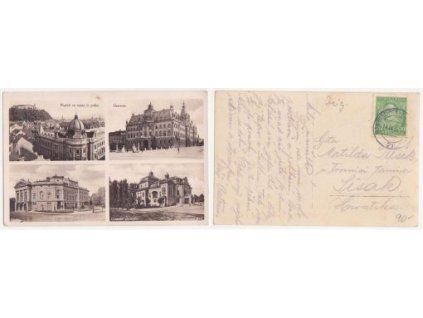 Ljubljana. Pogled na mesto in poštu. Universa. Opera. Dramsko gledališče. 1931