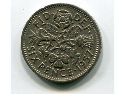 VELKÁ BRITÁNIE. 6 pence 1957. KM-903