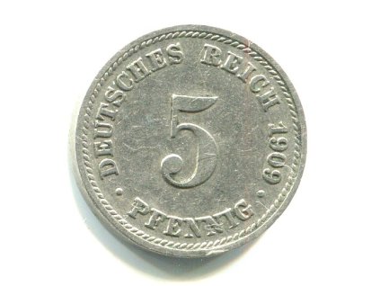 NĚMECKO. 5 Pfennig 1909/D.