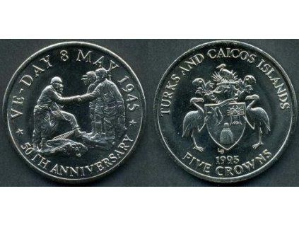 Turks & Caicos Islands. 5 crowns 1995. VE-Day 8 May 1945 / 50th Anniversary.