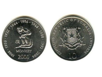 SOMALIA. 10 shillings 2000. Rok opice.