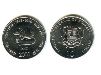 SOMALIA. 10 shillings 2000. Rok myši.