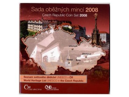 ČESKO. Sada oběžných mincí 2008. UNESCO - III. b.k.