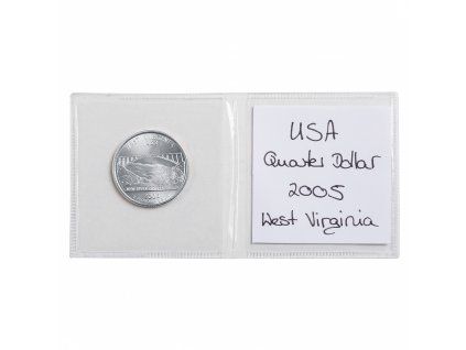 Dvojitá kapsa na 2 mince do Ø 42 mm, pruhledné - 100 kusů v balení + 100 kartiček k popsání, do kapes 