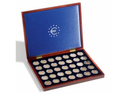 Kazeta VOLTERRA UNO DE LUXE, na 35 2€ mincí v kapslích, mahagonové dřevo
