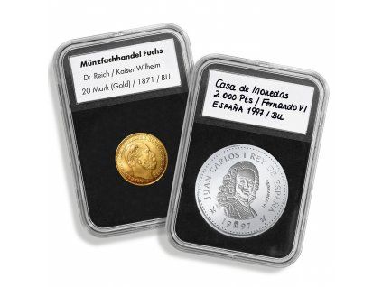 Kapsle QUICKSLAB, na mince do Ø 19 mm, průhledné, s černou pěnou - 5 kusů v balení