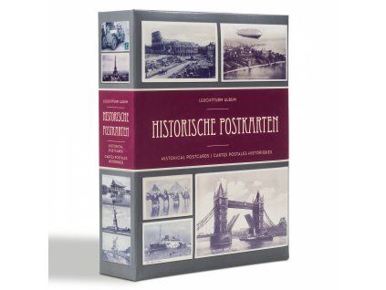 Album s potiskem, na 200 historických pohlednic ve formátu až 145×95, s 50 vázanými kapesními listy