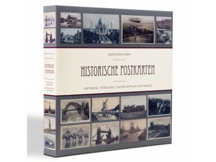 Album s potiskem, na 600 historických pohlednic ve formátu až 145×95 mm, s 50 vázanými kapesními listy