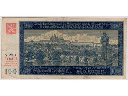 Protektorát Čechy a Morava. 100 korun 1940. Série A 23. Nov. 38a.