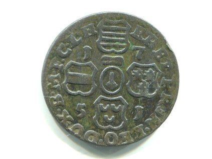 LIÉGE (Lutych). 1744-1763. Jean-Theodore de Baviere, biskup. 1 liard 1751. Chestret 692.