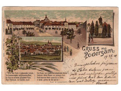 PODBOŘANY / Podersam. 1900. Litografie.