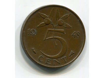 NIZOZEMÍ. 5 cents 1948.