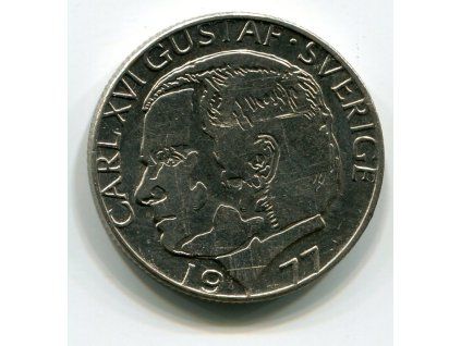 ŠVÉDSKO. 1 krona 1977.
