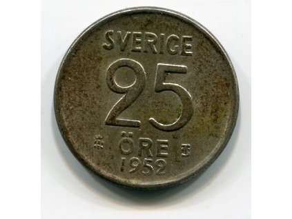 ŠVÉDSKO. 25 öre 1952. Ag.