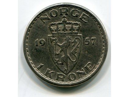NORSKO. 1 krone 1957. KM-397