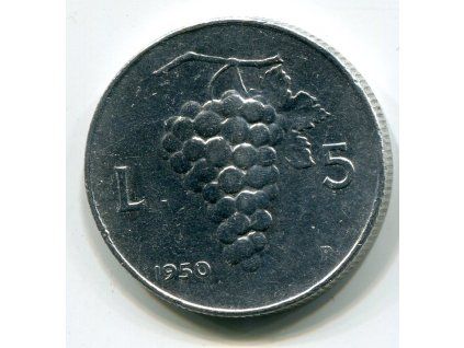ITÁLIE. 5 lire 1950. KM-89