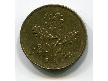 ITÁLIE. 20 lire 1957.