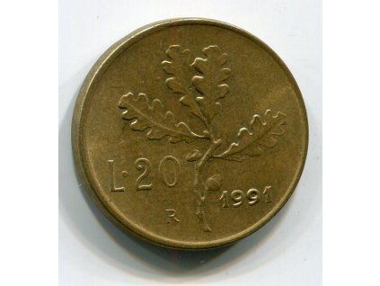 ITÁLIE. 20 lire 1991.