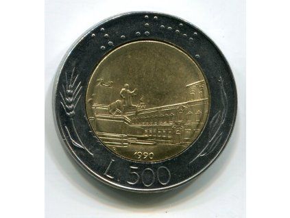 ITÁLIE. 500 lire 1990.