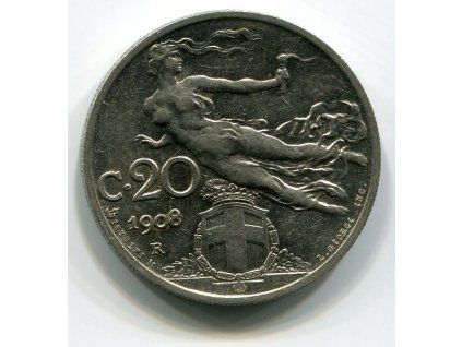 ITÁLIE. 20 centesimi 1908.