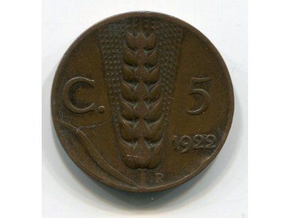 ITÁLIE. 5 centesimi 1922.