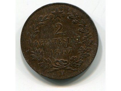 ITÁLIE. 2 centesimi 1867/M.