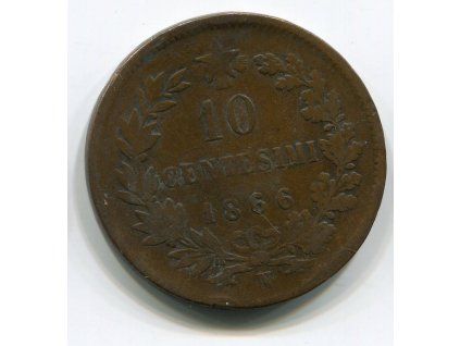 ITÁLIE. 10 centesimi 1866/N (Napoli).