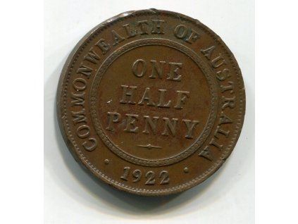 AUSTRÁLIE. 1/2 penny 1922.