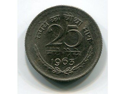 INDIE. 25 paise 1963, b.zn.