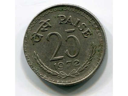 INDIE. 25 paise 1972, b.zn.