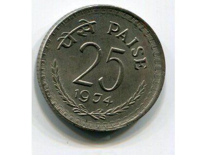 INDIE. 25 paise 1974, b.zn.