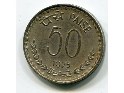 INDIE. 50 paise 1975, tečka.