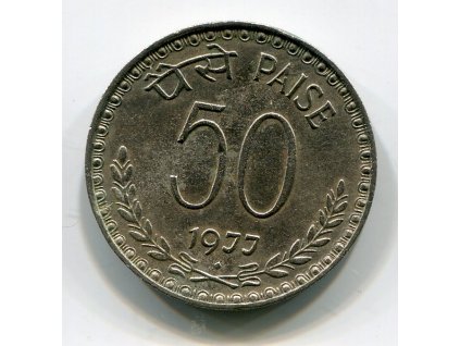 INDIE. 50 paise 1977, tečka.