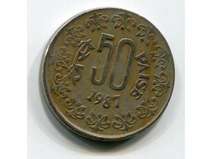 INDIE. 50 paise 1987, tečka.