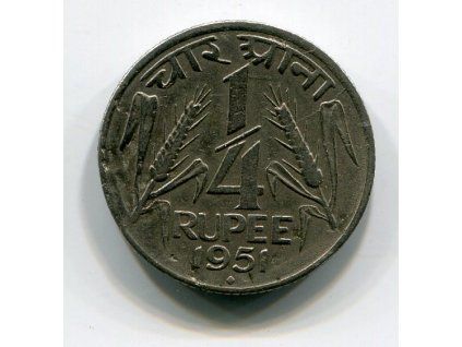INDIE. 1/4 rupee 1951. tečka.