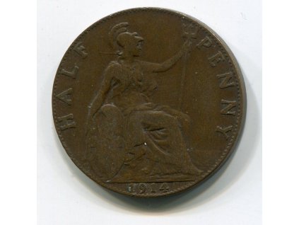 VELKÁ BRITÁNIE. 1/2 penny 1914. KM-809