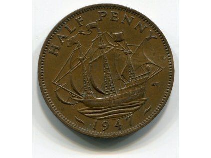 VELKÁ BRITÁNIE. 1/2 penny 1947. KM-844