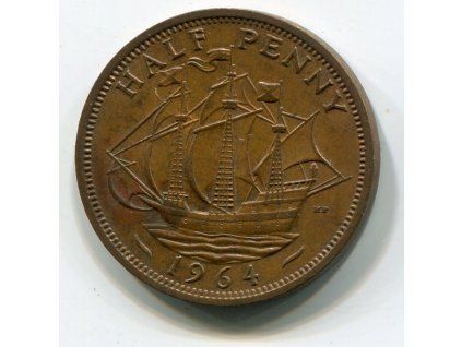 VELKÁ BRITÁNIE. 1/2 penny 1964.