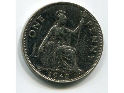 VELKÁ BRITÁNIE. 1 penny 1945. KM-845. Postříbřeno.