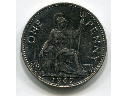 VELKÁ BRITÁNIE. 1 penny 1967. KM-897. Postříbřeno.