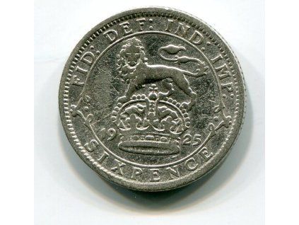 VELKÁ BRITÁNIE. 6 pence 1925. Ag.