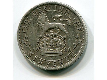 VELKÁ BRITÁNIE. 6 pence 1926. Ag.