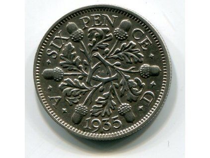 VELKÁ BRITÁNIE. 6 pence 1935. Ag. KM-832