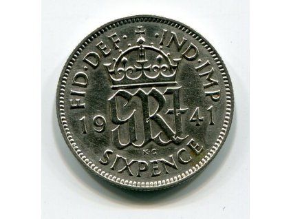 VELKÁ BRITÁNIE. 6 pence 1941. Ag.