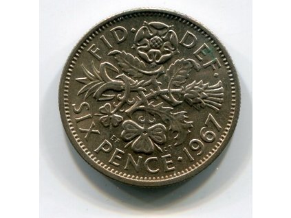 VELKÁ BRITÁNIE. 6 pence 1967.